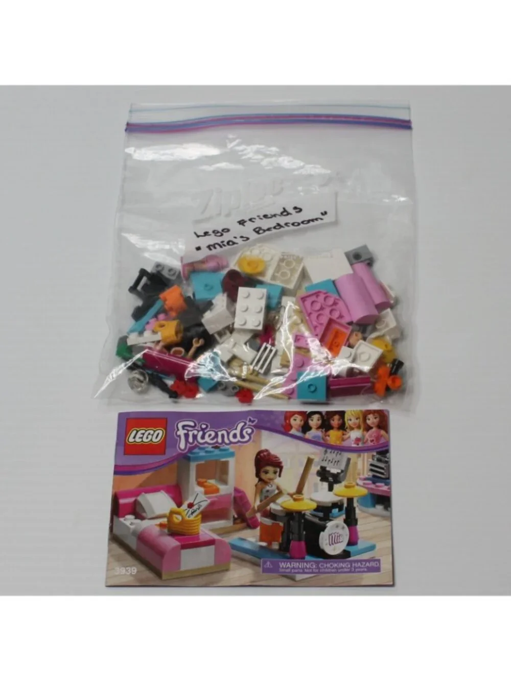 Lego Friends Mia's Bedroom Complete Set 3939 with Instructions but NO Box